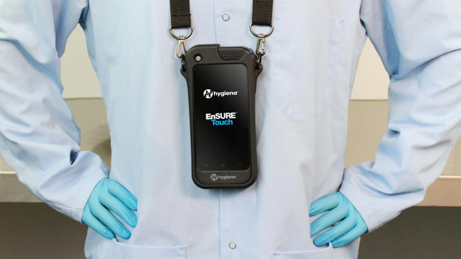 EnSURE Touch luminometer worn on a neck strap